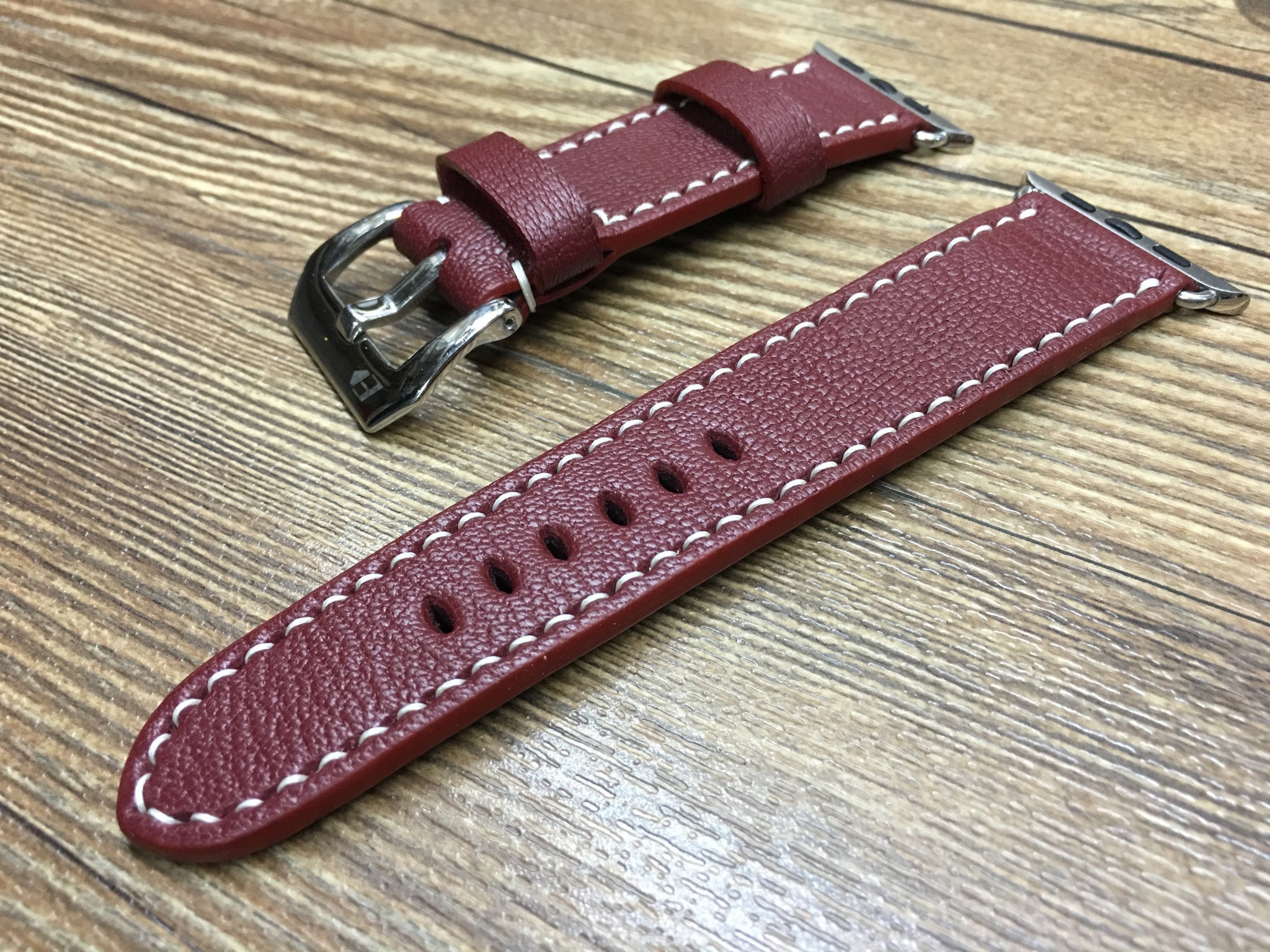 Apple Watch 44mm 40mm 38mm 42mm, Apple Watch Band, Brandy Red Leather Watch Strap, Series 1 2 3 4 - eternitizzz-straps-and-accessories