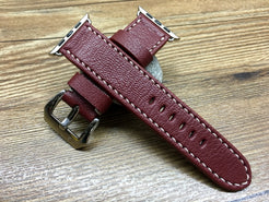 Apple Watch 44mm 40mm 38mm 42mm, Apple Watch Band, Brandy Red Leather Watch Strap, Series 1 2 3 4 - eternitizzz-straps-and-accessories