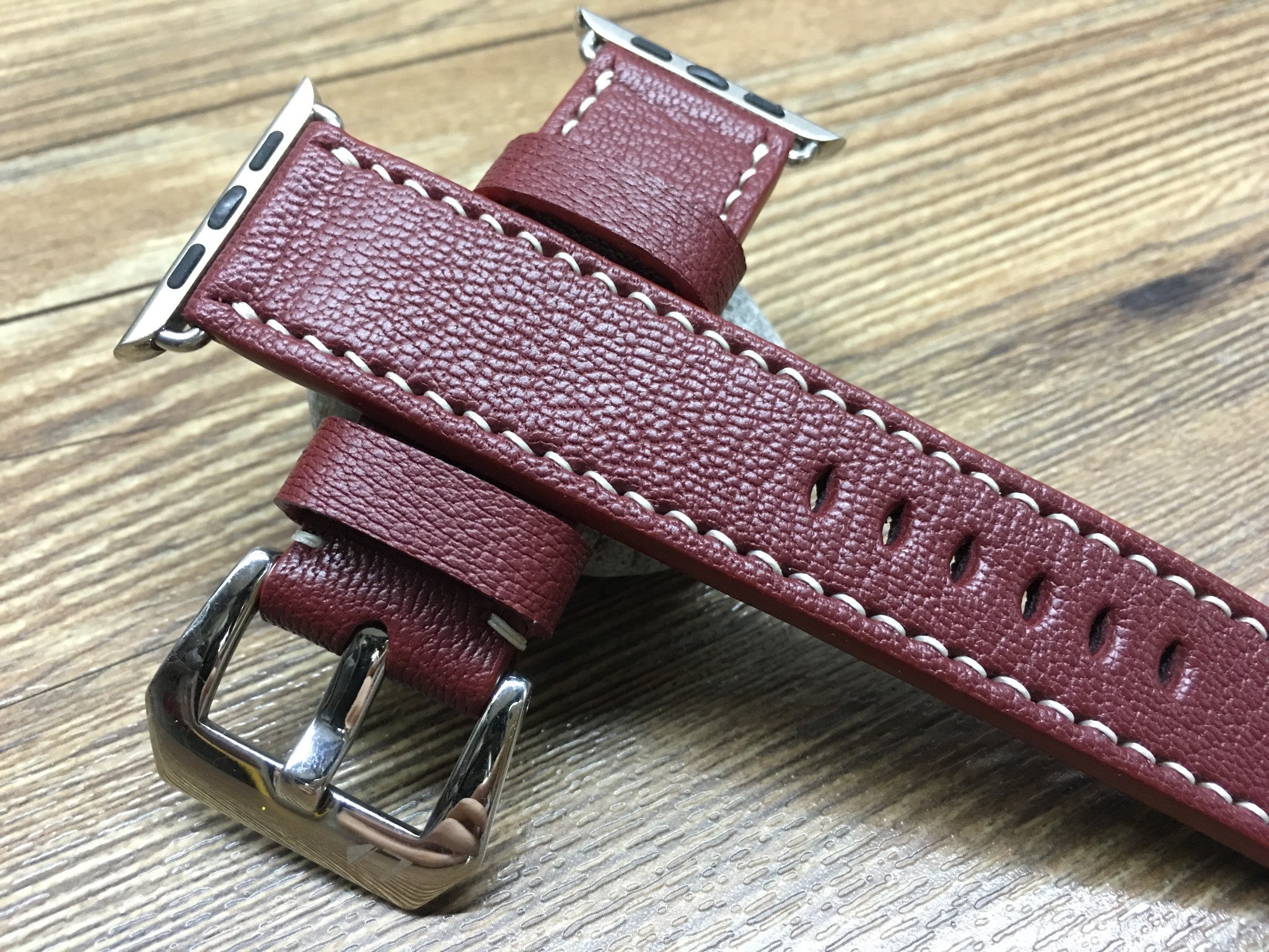 Apple Watch 44mm 40mm 38mm 42mm, Apple Watch Band, Brandy Red Leather Watch Strap, Series 1 2 3 4 - eternitizzz-straps-and-accessories