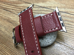 Apple Watch 44mm 40mm 38mm 42mm, Apple Watch Band, Brandy Red Leather Watch Strap, Series 1 2 3 4 - eternitizzz-straps-and-accessories