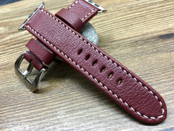 Smartwatch Band, Apple Watch, iWatch Band, Brandy Red Leather Watch Band, Samsung Galaxy Watch Band, Apple Watch Ultra, Valentines Day Gift Ideas