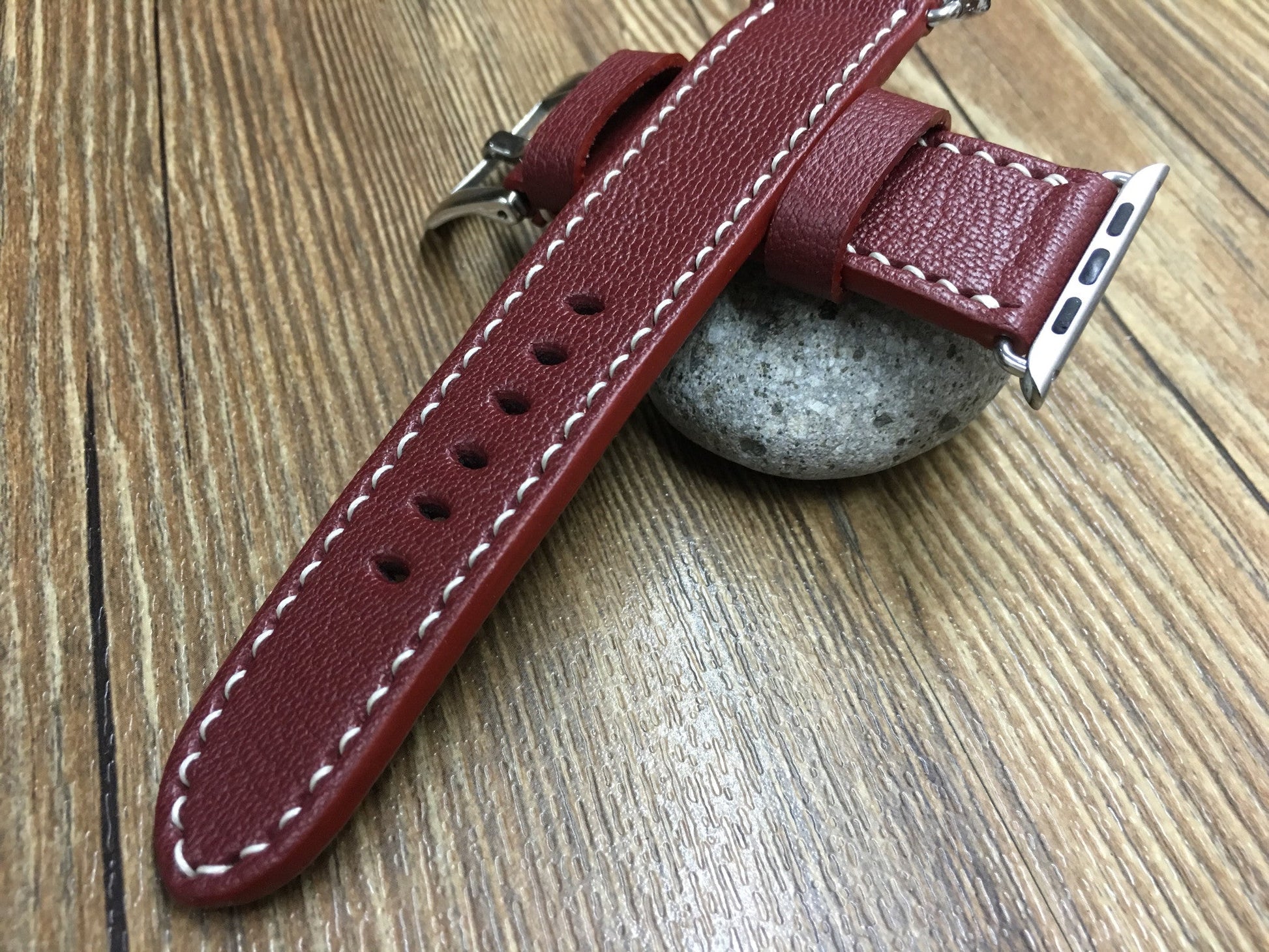 Apple Watch 44mm 40mm 38mm 42mm, Apple Watch Band, Brandy Red Leather Watch Strap, Series 1 2 3 4 - eternitizzz-straps-and-accessories