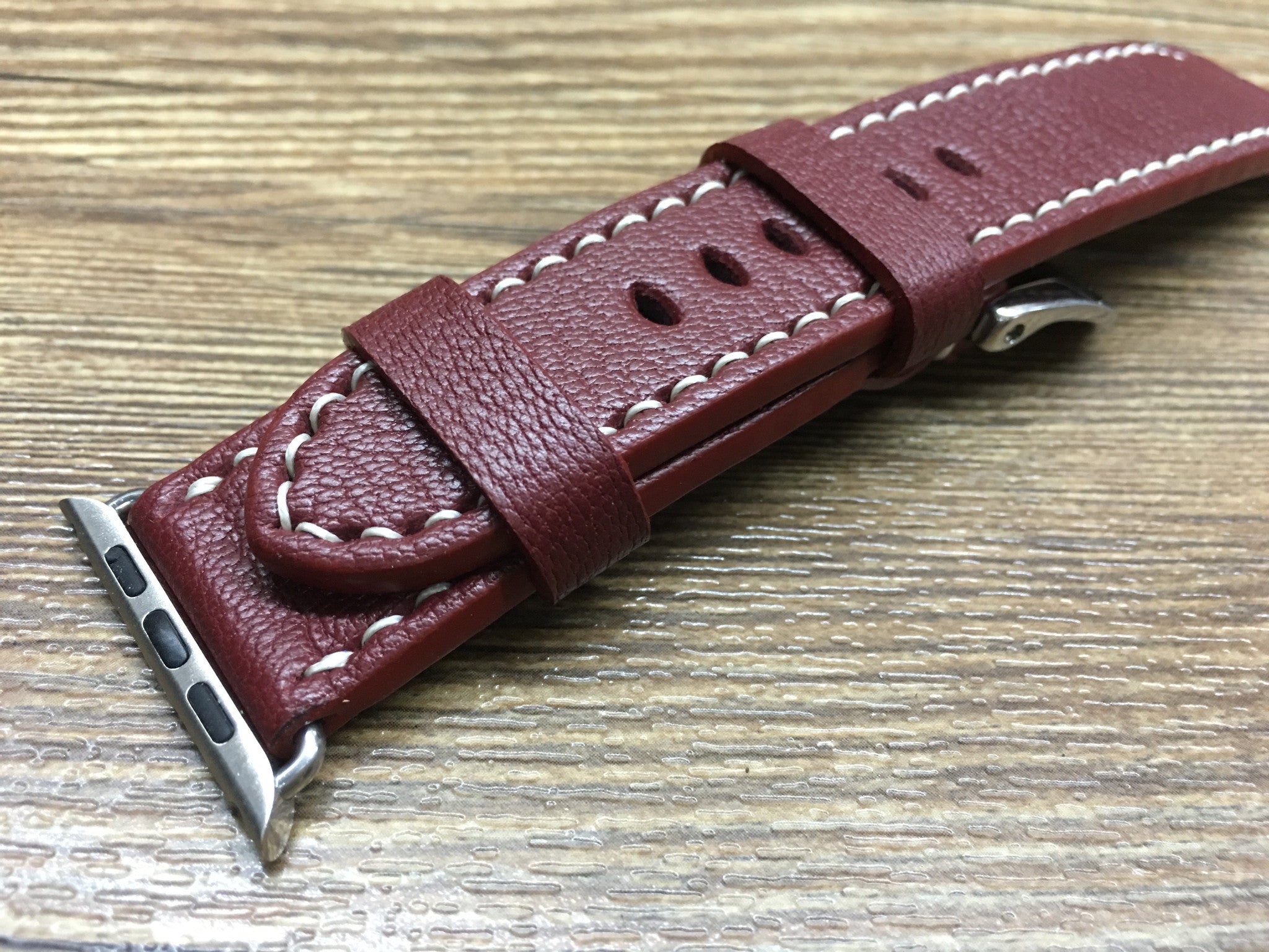 Apple Watch 44mm 40mm 38mm 42mm, Apple Watch Band, Brandy Red Leather Watch Strap, Series 1 2 3 4 - eternitizzz-straps-and-accessories