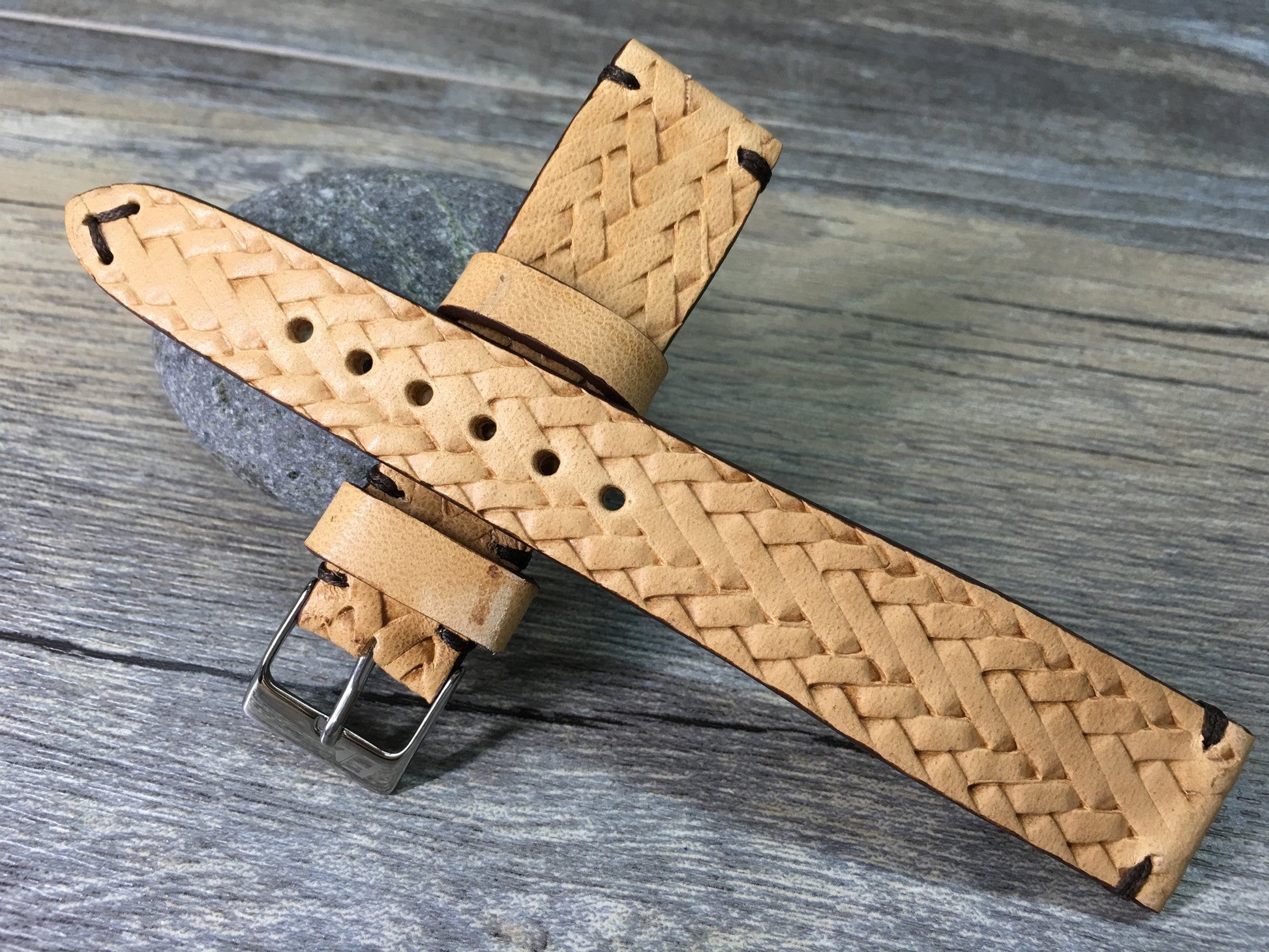 Special craving art real Leather Strap for Rolex, IWC, Omega (Khaki) - 20mm/16mm - eternitizzz-straps-and-accessories