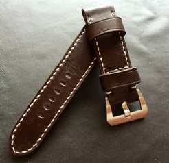 Leather Watch Strap, 24mm Panerai Watch Strap, Leather Watch strap 26mm, Brown Leather Watch Strap for Panerai - eternitizzz-straps-and-accessories