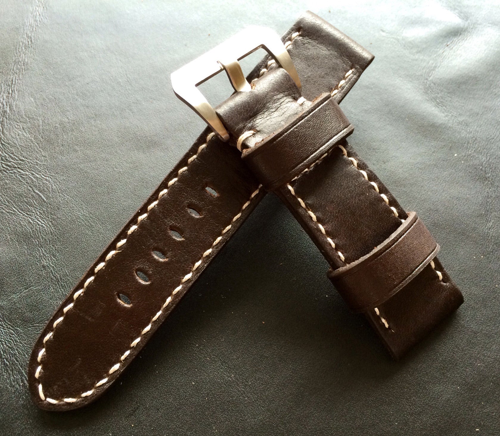 Leather Watch Strap, 24mm Panerai Watch Strap, Leather Watch strap 26mm, Brown Leather Watch Strap for Panerai - eternitizzz-straps-and-accessories