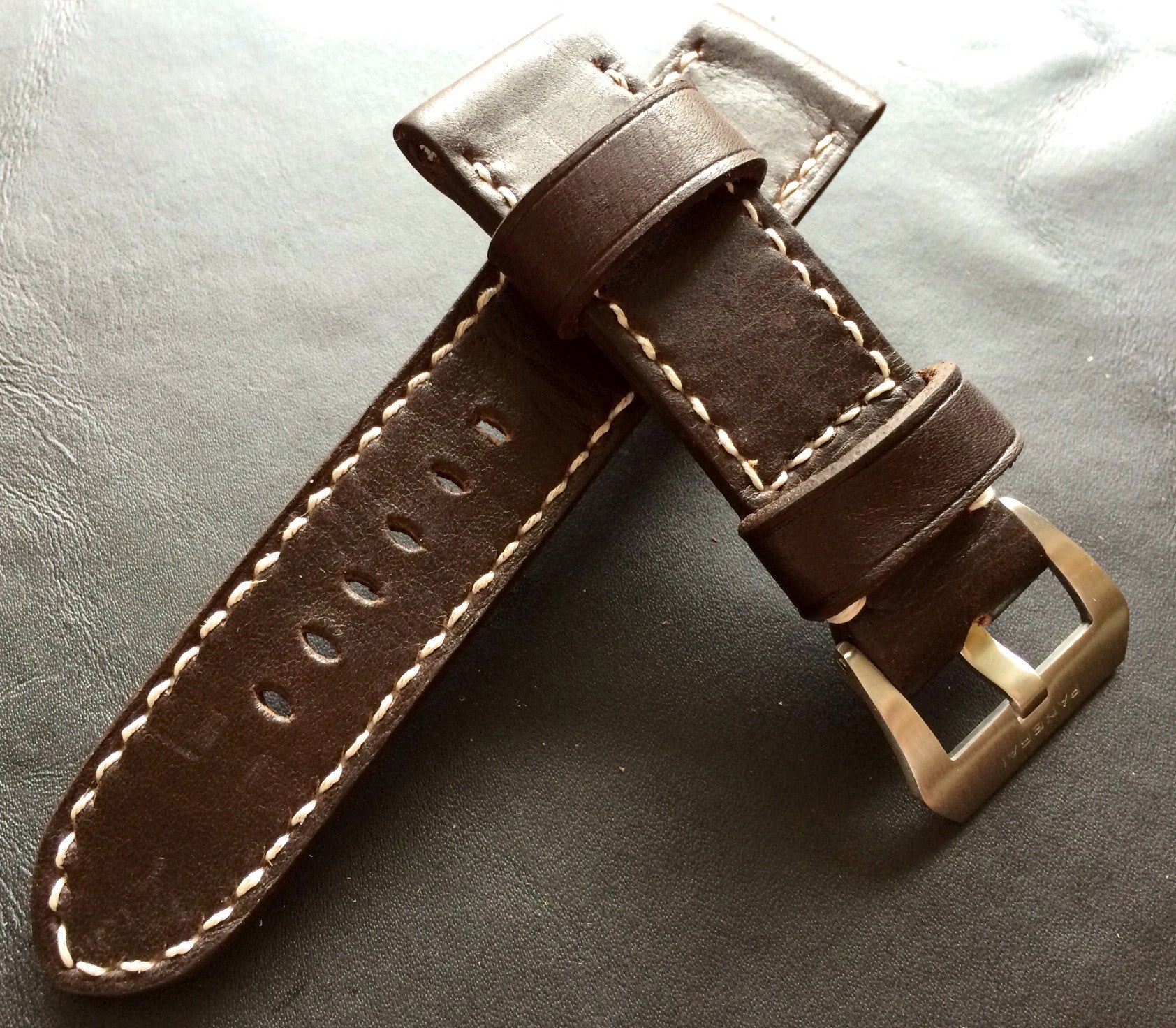 Leather Watch Strap, 24mm Panerai Watch Strap, Leather Watch strap 26mm, Brown Leather Watch Strap for Panerai - eternitizzz-straps-and-accessories