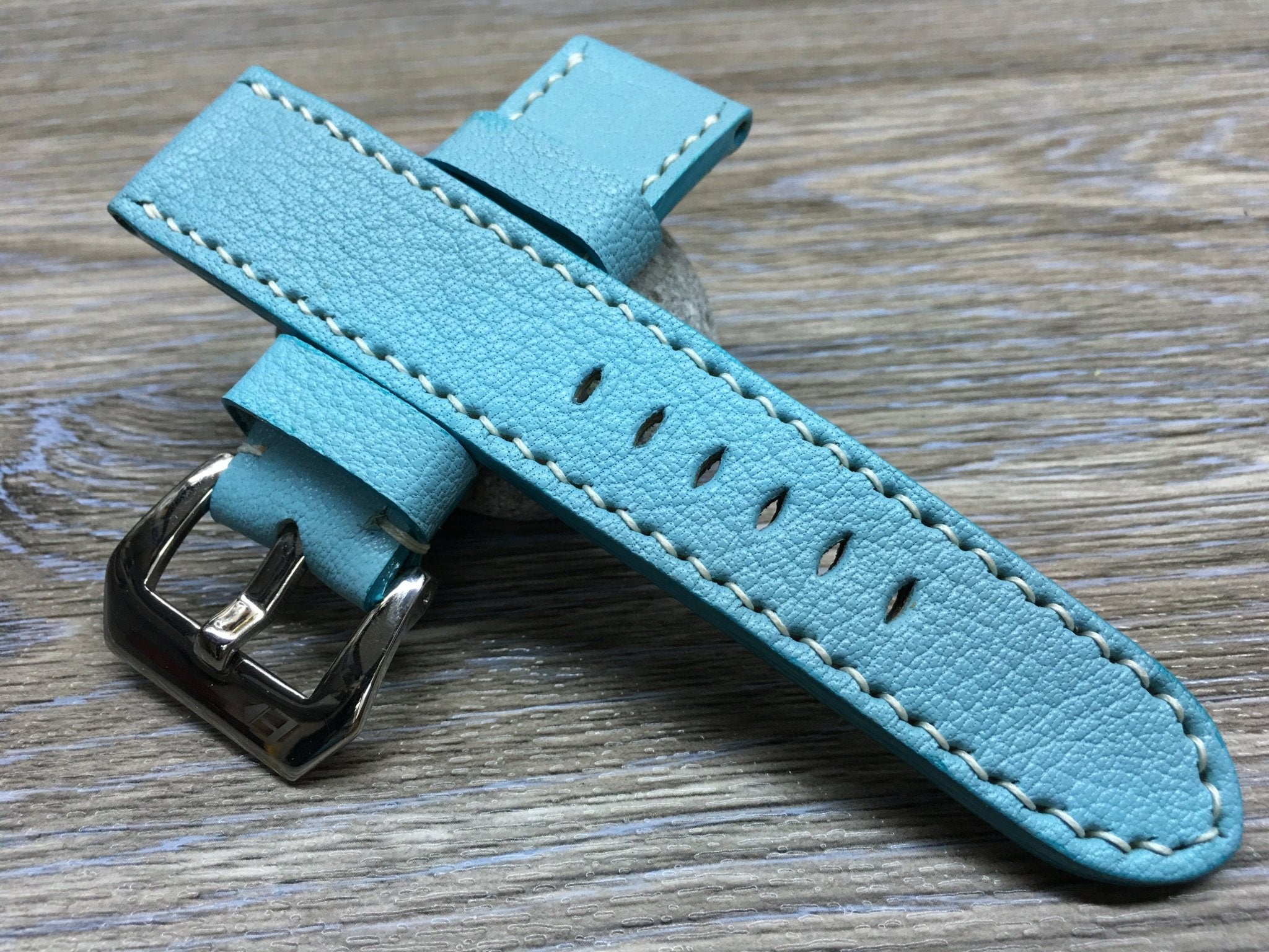 Tiffany Blue offers Saffiano Leather Strap Bands, Handmade Blue Saffiano Leather Watch Strap, Saffiano Strap Watch 16mm - 24mm